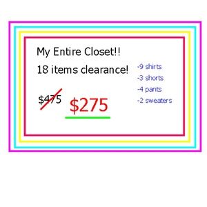 Button down shirts, sweaters, shorts, pants